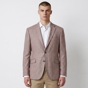 JOE Joseph Abboud Sport Coat Mens 42L Mauve Linen Blend Slim Fit Fabric Italy